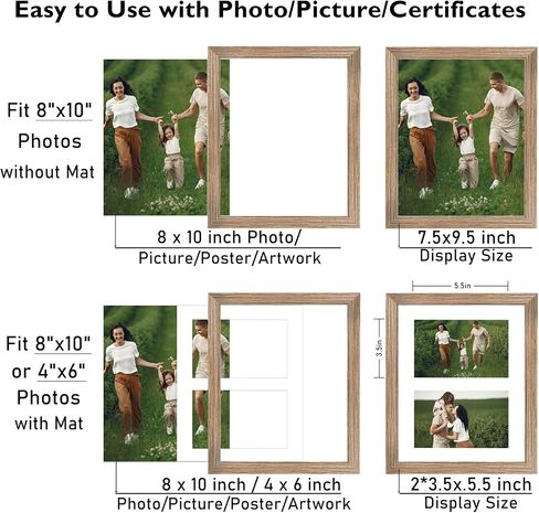 8x10 Picture Frame, 4x6 Collage Picture Frame, Display 2 Pcs 4x6 Photos or 8x10 Picture, Two Opening 4x6 Frame Collage for Wall Hanging or Tabletop, Lightweight 4 x 6 Double Picture Frame, Black in Saudi Arabia