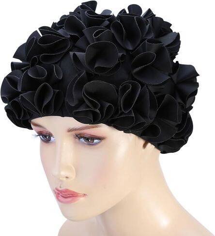 Floral Petal Bathing Swim, Comfortable Bathing Hat Ideal for Curly Short Medium Long Hair, Swimming Hat, Easy to Put On and Off in Saudi Arabia