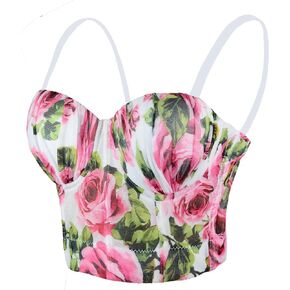 مشد علوي نسائي من ELLACCI مزود بحافة مكشكشة ومزين بالزهور باللون الأبيض in Kuwait