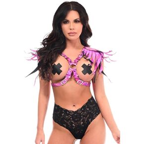 Daisy corsets womens Fuchsia Holo Shoulder Fringe Body HarnessLingerie