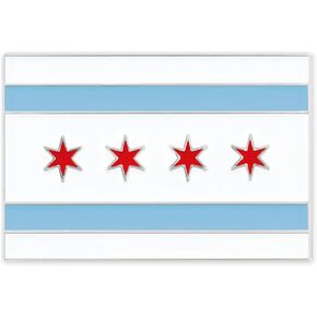 PinMart's Rectangle City of Chicago Flag Enamel Lapel Pin