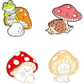 Cute Enamel Brooch Pins Sets Cartoon Mushroom Brooches Cat Frog Hedgehog Animal Plant Brooch Pin for Backpack Clothes DIY Party Decoration in Kuwait