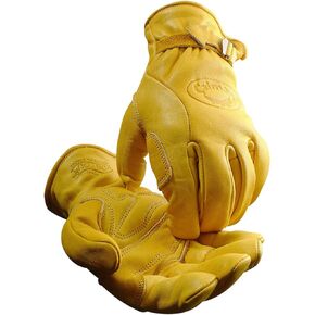 Caiman Premium Top Grain Cowhide Leather Driver Gloves, Keystone Thumb, Water Resistant, Kontour Design, Gold, X-Large (1304-6)