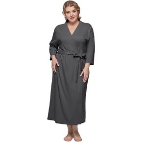 SIORO Womens Plus Size Robe Lightweight Cotton Kimono Bathrobe Short Soft Knit Loungewear, Long Spa Robes XL-3XL