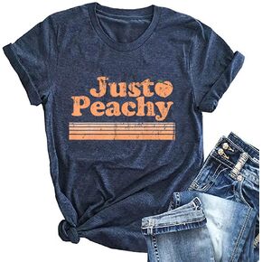 Ykomow Just Peachy T Shirt Womens Short Sleeve Casual Summer Graphic Tees Tops