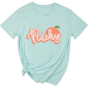 Ykomow Just Peachy T Shirt Womens Short Sleeve Casual Summer Graphic Tees Tops