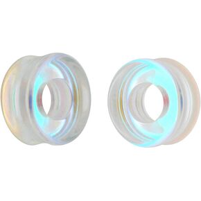 Pair of Aurora Borealis Iridescent Glass Tunnels (PG-557)