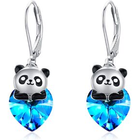 YEESIA الباندا الأقراط 925 الفضة الاسترليني الكريستال الأقراط لطيف الحيوان الأزرق كريستال Leverback تتدلى الأقراط الكريستال الحيوان مجوهرات للنساء الفتيات ابنة in Kuwait