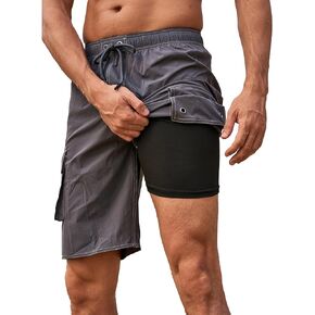 Men's Swim Trunks, surf Shorts, Quick-Drying Men's Swim Trunks with Compression Padding, Swimwear with Side Pockets