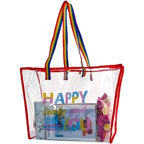 ONEART Clear Holographic Tote Bags, Iridescent Waterproof Top Handle Bag, Clear Jelly Totes Vocation Party Beach Bag