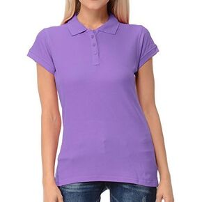 FRESH TEE Women's Short Sleeve 100% Cotton Slim Fit Polo Shirt for Women (US, Alpha, X-Large, Regular, Regular, Lavender)