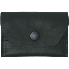 IPPINKA MKC Minimalist Multi-Functional Slim Full-Grain Leather Wallet - Includes Key Holder and Card and Cash Organizer - 4.1 x 3 inches - Black with flap