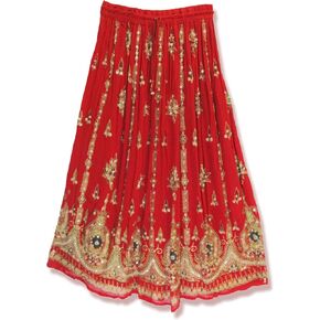 Yoga Trendz Womens Indian Sequin Crinkle Broomstick Gypsy Long Skirt (3 Piece)