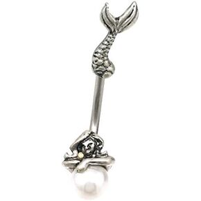 Belly Button Ring Navel Split Mermaid Faux Pearl 316l Surgical Steel Body Jewelry