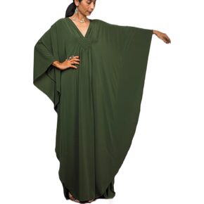 Women's Pure Color Vneck Rayon Solid Color Caftans Bathing Suit Cover ups
