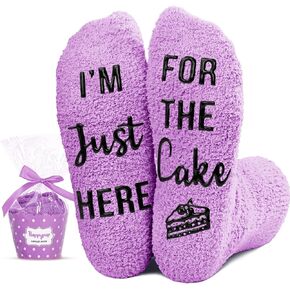 HAPPYPOP Purple Fuzzy Socks For Women Girls Cake Socks Birthday Socks Women, Gifts For Women Birthday Cake Gifts