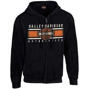 Harley-Davidson Men's Custom Iconic B&S Fleece Full-Zip Hoodie - Solid Black