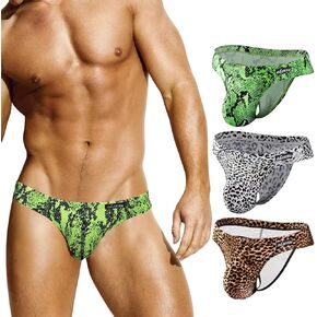Men's Sexy Low Rise Thong Underwear Leopard Print Thong Fashion Sports and Comfort