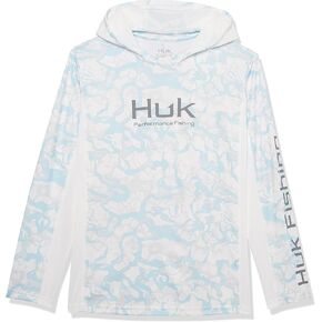 HUK Boy's Icon X Pattern Hoodie, Fishing Shirt with Hood for Kids