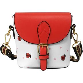Small Ladybug Bucket Shoulder Bag Zipper Magnetic Buckle Barrel Shaped Handbag Crossbody Bag Tote Purse for Girls
