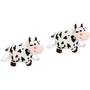 Abaodam 2pcs Bags Plush Woman Small Outdoor Girls Cross Shopping with Messenger Coin Adjustable Purse Shoulder Bag Daily Shaped Gift Portable Hand Kids Body Cow Purses Strap Print Cartoon