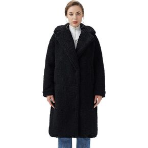 Orolay Women's Fuzzy Fleece Lapel Down Coat Shaggy Faux Shearling Cardigan Winter Jacket with Pockets