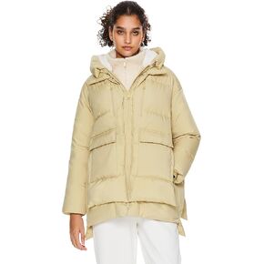 Orolay Women's Hooded Down Jacket Winter Puffer Jacket Water-Resistant Zippered Down Coat with Hem Slit