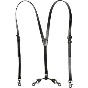 Lawevan Thin Leather suspender Y Shape Design Adjustable Suspender with 4 Snap Hooks Groomsmen Gift Wedding Suspender