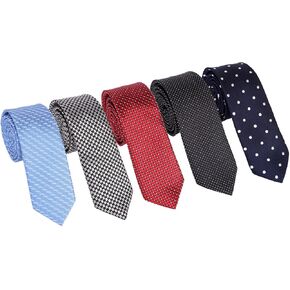 فاليتو مجموعة ربطات عنق زفاف للرجال من 5 قطع، ربطات عنق رفيعة من الحرير مقاس 2 انش، ربطات عنق مبتكرة خاصة بنمط هاوندستوث منقط بنمط زهور، احمر، مقاس M, أحمر, M in Kuwait