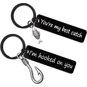 Vadaka Valentine's Day Jewelry Couple Jewelry Fishing Lover Gift Couple Gifts for Him Her Couple Keychain Boyfriend Gifts from Girlfriend Anniversary Valentine's Day Birthday Gifts for Husband