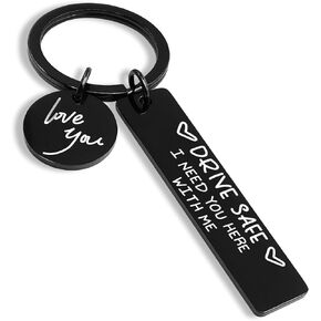 OUMILAN Drive Safe Keychain I Love You I Need You Here With Me Keychain Gifts for Boyfriend Husband Dad Gifts
