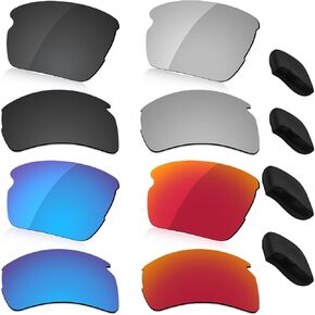 LenzReborn Polarized Lens & Nosepieces Replacement for Oakley Flak 2.0 XL OO9188 Sunglass - Dark Black+Silver Grey+Fire Red+Ice Blue