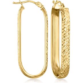 Ross-Simons Italian 14kt Yellow Gold Diamond-Cut Paper Clip Link Hoop Earrings