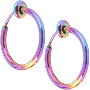 Grunge Silver Non-Pierced Earrings - Clip-On, Hoop, Thin Hoop, Cuff, Lightweight for women