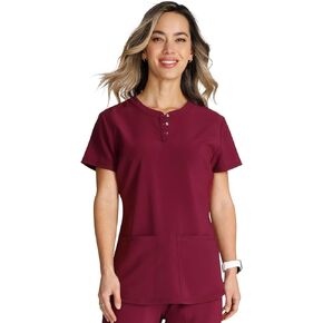 Cherokee Women Scrubs Top Snap Front Henley CK749A