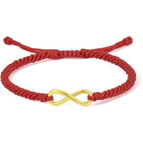 ZHOU LIU FU 24K Real Gold Bracelets,Real Pure Gold Bracelet Adjustable Charm Love Infinite Gold Jewelry Red Braided Bracelets Bangle Chain for Women Men Teen Couple Lover