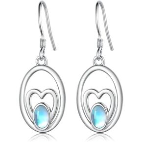 Moonstone Earrings 925 Sterling Silver Dangle Earrings For Women Girl Teens Jewelry Gifts for Mother's Day Birthday Gift, Sterling Silver, Moonstone in Kuwait