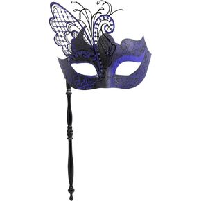 Coddsmz Masquerade Mask with Stick Mysterious Venetian Mask Butterfly Mask Women Halloween Party Prom Ball Mask