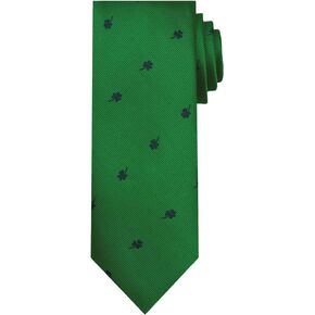 Jacob Alexander Men's Woven Saint Patrick's Day Irish Solid Green Neck Tie Navy Blue Shamrocks - Extra Long Length