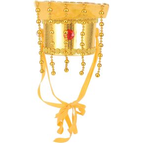 Baluue Chinese Emperor Hat, Emperor Cosplay Costume Ancient Royal Emperor Headwear With Beads Asian Emperor Cap For Adult Kids Role Play Golden