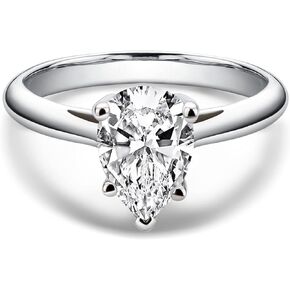 AINUOSHI 2.0 Carat Moissanite Diamond Ring, Pear Shaped Wedding Ring Made with Sterling Silver, Pear Cut, Gift for Wedding, Engagement and Anniversary.