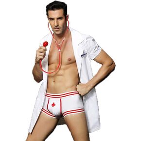 KAKU Men's Lingerie cosplay nurse Sexy Underwear Costume Outfit Lingerie Bathrobe Home Clothes Pajamas Uniform for bar Performance