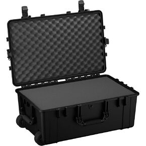 Condition 1 31" XL Waterproof Rolling Hard Travel Case with Wheels, Foam and Handle, Portable Plastic Protective Lockable Carry-On for Camera, Electronics, Tools, Tactical Gear, 31"x20"x12", Black