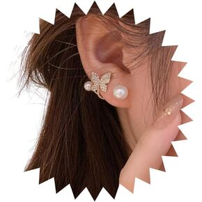 Zeshimb Black Flower Front Back Earrings Tulip Flower Ear Jacket Earrings Acrylic Round Ball Stud Earrings Vintage Floral Rhinestone Wrap Cuff Earrings Jewelry for Women and Girls in Saudi Arabia
