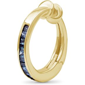 14k Gold Plated Ear Cuffs for Women Non Piercing – 1/10 Carat Blue Diamond Ear Cuff with Hinged Hoop Comfort Clasps – 14k Gold Over Silver Ear Cuff Earring by JEWELEXCESS