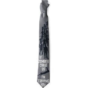 Crazy Dog T-Shirts If Zombies Chase Us I'm Tripping You Necktie Funny Neckties for Men Halloween Tie Mens Novelty Neckties