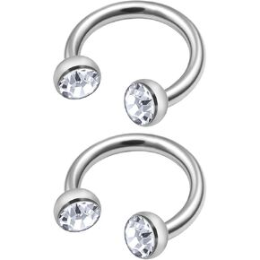 MATIGA 2Pcs Surgical Steel 16 gauge ring horseshoe Piercing Jewelry Septum Daith Eyebrow Tragus Cartilage 3mm Crystal More Choices in Kuwait