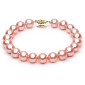 14K Gold 8-9mm Pink Freshwater Cultured Pearl Bracelet in AAA Quality, 6.5, 7, 7.5, 8 Inches