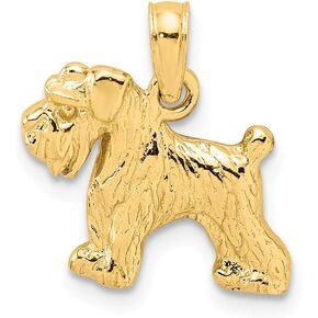 Solid 14k Yellow Gold Schnauzer Dog Pendant Charm - 17mm x 15mm