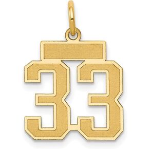 Charm Pendant 14K Yellow Gold Themed 33 Small Satin Number